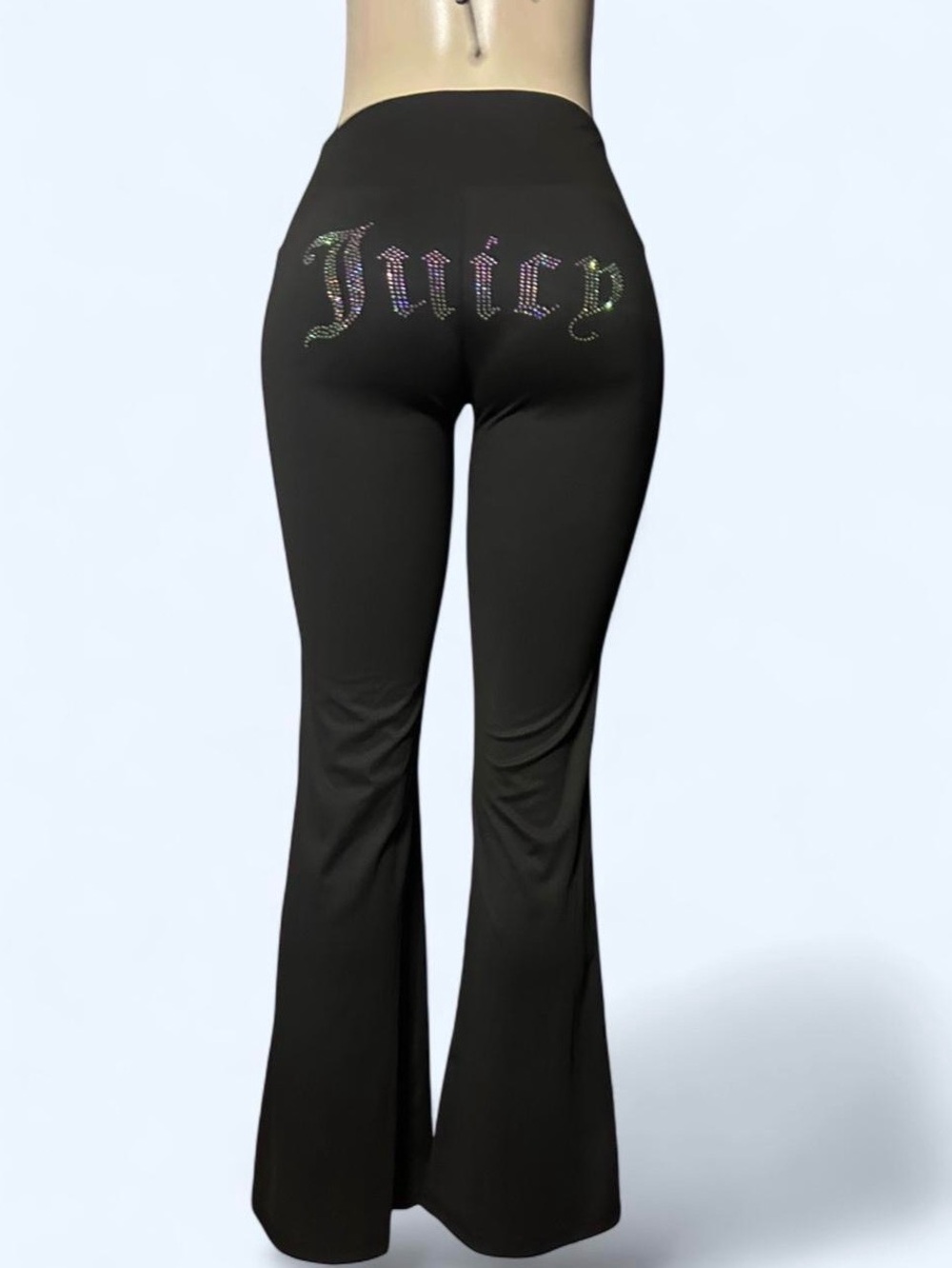 Juicy Couture Black Leggings with Pink Rhinestone Logo